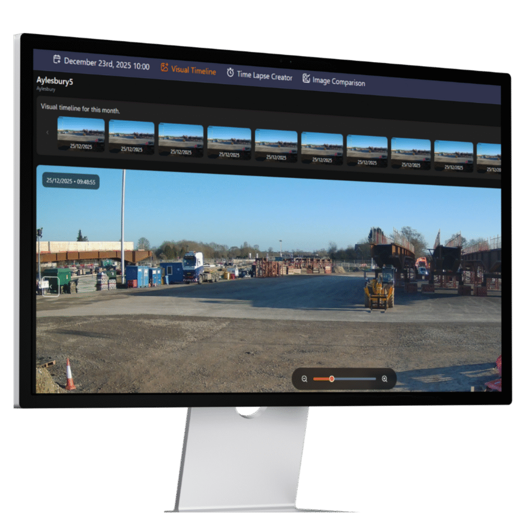 Remote web portal for viewing and monitoring construction 12v solar time-lapse camera images online